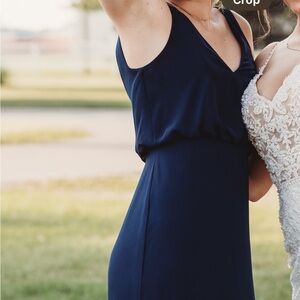 Bill Levkoff Navy and White Wedding Dress